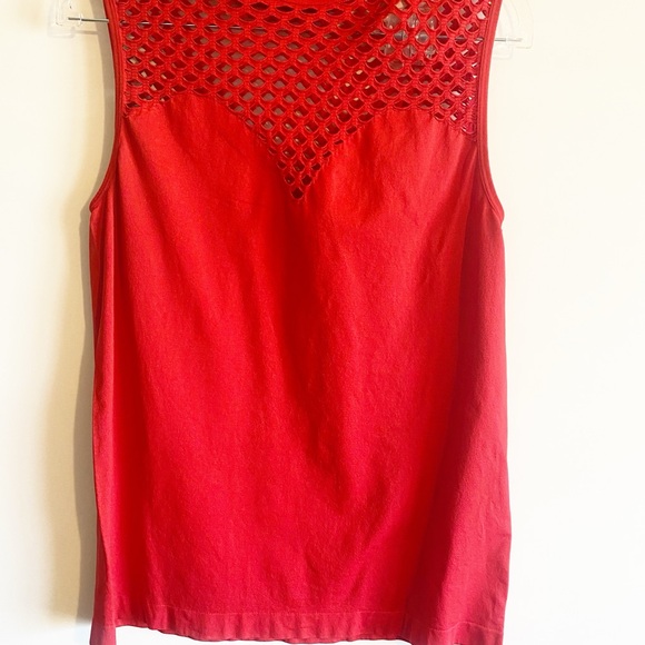 VENUS Red Sleeveless Crochet Mesh High-Neck Tank Top – Size 1X - Picture 2 of 8